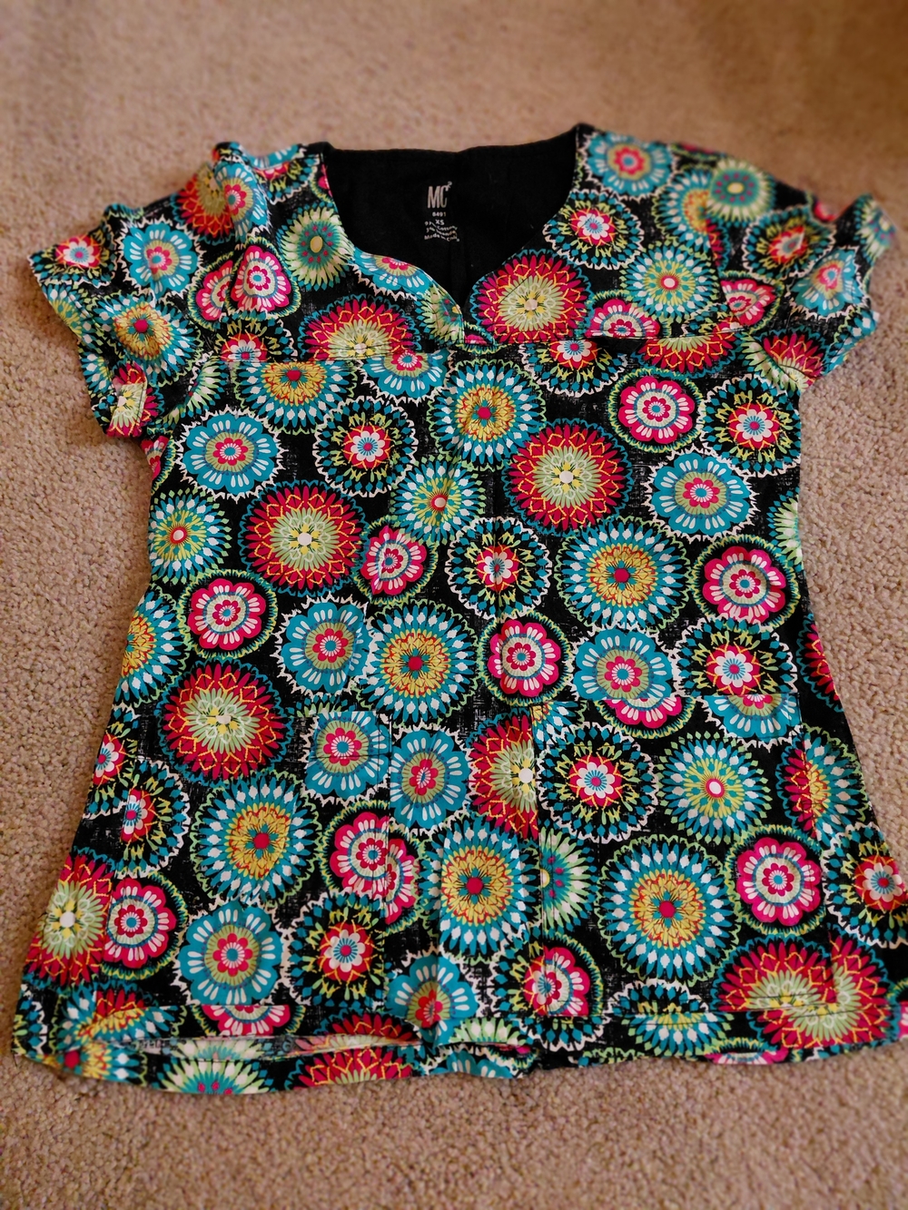 MC Floral Burst Print Scrub Top